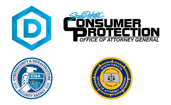 Logos for SD Attorney General Office, DSU, and SD Consumer Protection